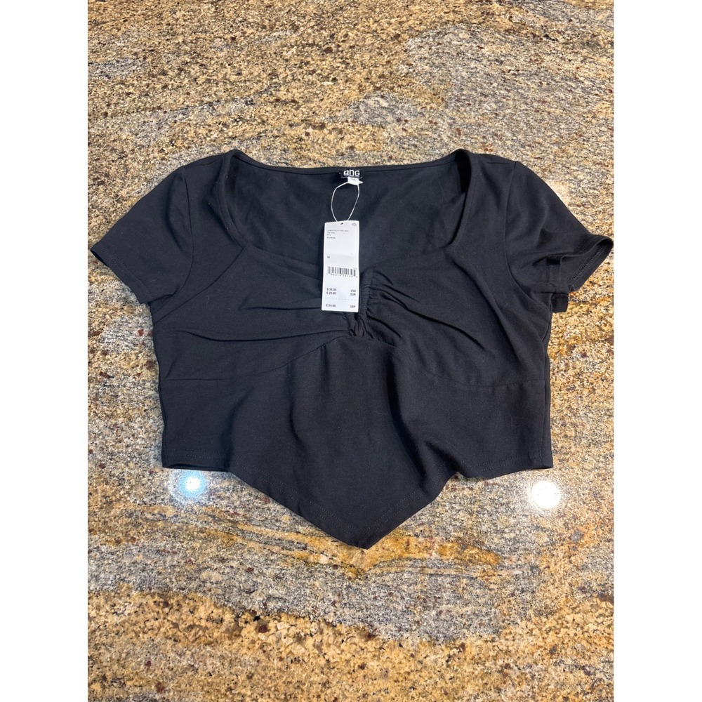NWT BDG Urban Outfitters Black Cinched Sweetheart Handkerchief Crop Top Medium